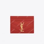 Saint Laurent Monogram Card Case Shine Red