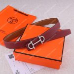 Hermes Gamma Belt Buckle & Sellier Reversible Leather Strap Gold/Rouge