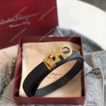 Salvatore Ferragamo Adjustable Gancini Belt Black