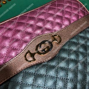 Gucci Laminated Leather Small Shoulder Bag Blue/Pink - Image 3