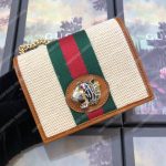 Gucci Rajah Chain Card Case Wallet Beige