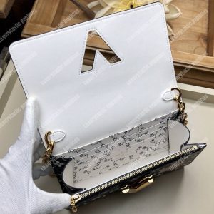 LV Twist Chain Wallet Catogram Dogs and Cats Black White - Image 7