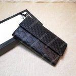Gucci GG Bree Guccissima Leather Flap Wallet Black