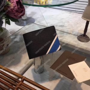 LV Multiple Wallet Taiga Leather Blue Stripe - Image 7