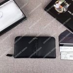 Prada Saffiano and Crocodile Leather Wallet All Black With Crocodile Insert