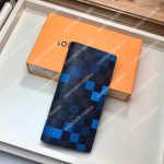 LV Brazza Wallet Damier Graphite Pixel Blue