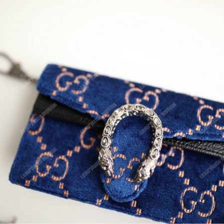 Gucci Dionysus GG Velvet Super Mini Bag Blue - Image 3