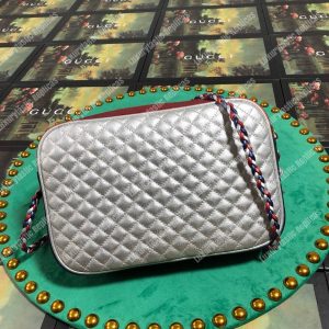 Gucci Laminated Leather Small Shoulder Bag Blue/Red - Image 5