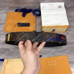 LV Brown Initiales With Printed Stickers 40MM Reversible Leather Belt Black Hardware