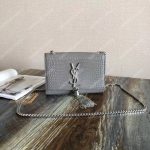 Saint Laurent Classic Small Kate Monogram Earth Grey Crocodile