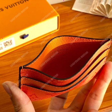 LV Double Card Holder Orange - Image 5