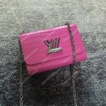 LV Twist Bag MM Crocodilien Brillant Pink