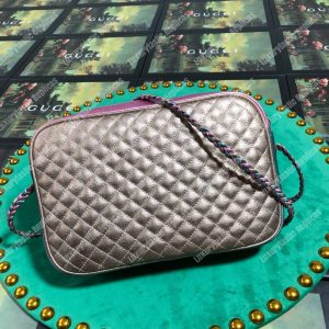Gucci Laminated Leather Small Shoulder Bag Blue/Pink - Image 5