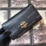 Gucci Garden Leather Continental Wallet Black with Bat