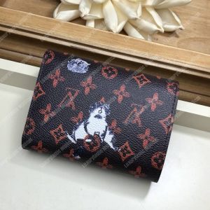 LV Twist Compact Wallet Catogram Dogs and Cats Brown Orange - Image 3