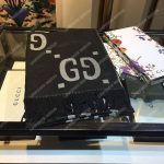 Gucci GG Jacquard Wool Silk Scarf Light Grey & Black