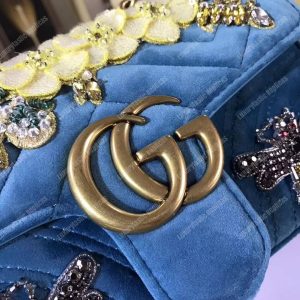 Gucci GG Marmont Embroidered Velvet Mini Bag Bee - Image 6