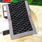 Gucci Monogram GG Wool Scarf Black Grey