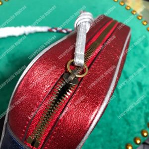 Gucci Laminated Leather Small Shoulder Bag Blue/Red - Image 8