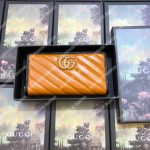 Gucci GG Marmont Zip Around Wallet Cognac Matelassé