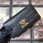 Gucci Garden Leather Continental Wallet Black with Butterfly