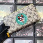 Gucci GG Supreme Zip Around Wallet with Green Bosco Patch