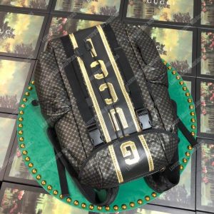 Gucci Dapper Dan Backpack With Gold GG Pattern - Image 3