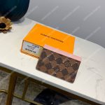 LV Card Holder Damier Ebene Rose Ballerine Pink