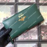 Gucci Garden Leather Zip Around Wallet Green with Bat
