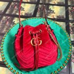Gucci GG Marmont Velvet Bucket Bag Red
