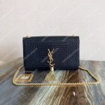 Saint Laurent Medium Kate Tassel Chain Bag Navy Crocodile
