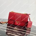 Prada Diagramme Medium Leather Bag Red