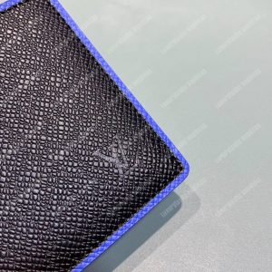 LV Multiple Wallet Taiga Leather Blue Trim - Image 7
