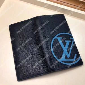 LV Brazza Wallet Taurillon Leather Blue Insignia - Image 5