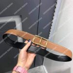 Hermes Officier Belt Buckle Reversible Leather Strap Black/Brown