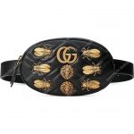 Gucci GG Marmont Animal Stud Matelassé Belt Bag Black