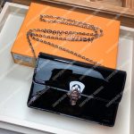 LV Cherrywood Chain Wallet Patent Leather Monogram Noir