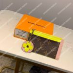 LV Zipped Card Holder Monogram canvas with colorful grained-leather trim Yellow