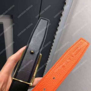 Hermes Officier Belt Buckle Reversible Leather Strap Black/Orange - Image 5