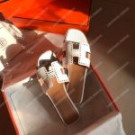 Hermes Oran Sandal Framed Studs White