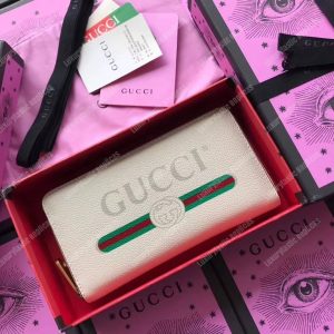 Gucci Print Leather Zip Around Wallet White - Image 8