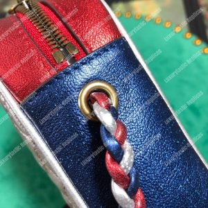 Gucci Laminated Leather Small Shoulder Bag Blue/Red - Image 7