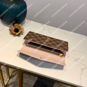 LV Sarah Wallet Damier Ebine Rose Ballerine Pink - Image 6