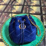 Gucci GG Marmont Velvet Bucket Bag Blue