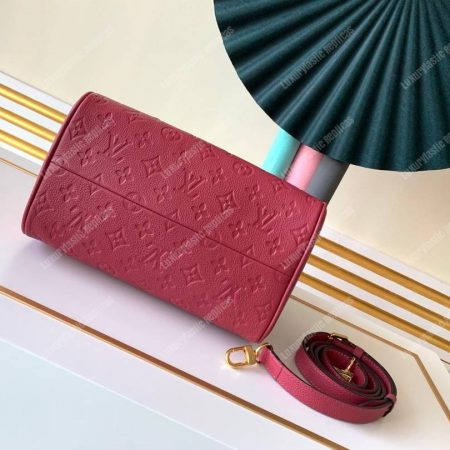 LV Speedy Bandouliere 25 Monogram Empreinte Leather Cherry Berry - Image 4