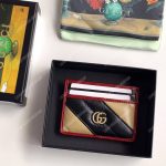 Gucci GG Marmont Card Case Twisted Black Beige