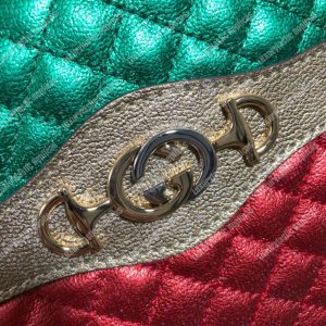 Gucci Laminated Leather Small Shoulder Bag Red/Green - Image 8