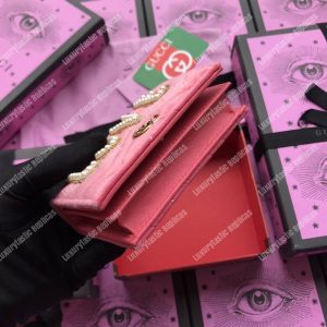 Gucci GG Marmont Card Case Velvet Pink Love - Image 4