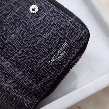 Saint Laurent Compact Zip Around Wallet Black Grain De Poudre - Image 4