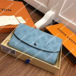 LV Iris Wallet Mahina Leather Bleu Horizon Pumpkin